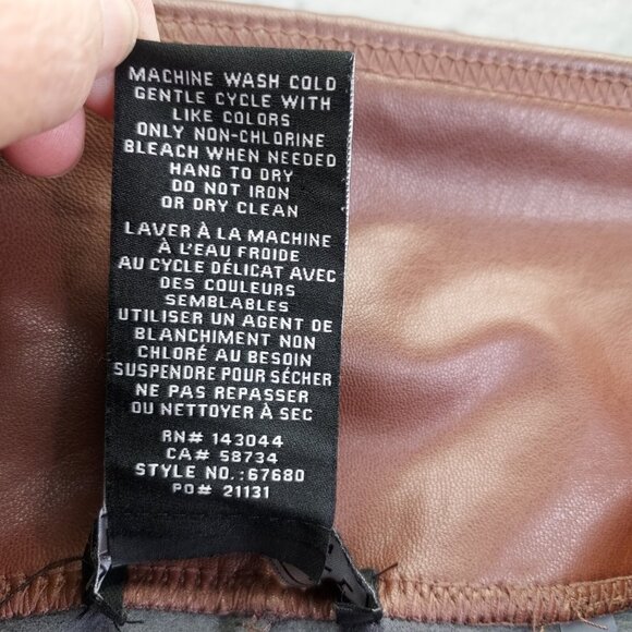 BAGATELLE Faux Leather Pants Women's L Tan Brown Stretch High Rise Pull On Lined - Picture 7 of 11